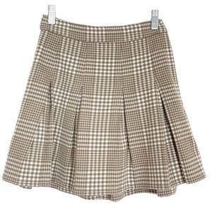NWT Hollister Ultra High Rise Plaid Mini Skirt Pleated Brown Sz XS